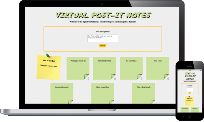 Desktop and mobile preview of Virtual Post-It Notes